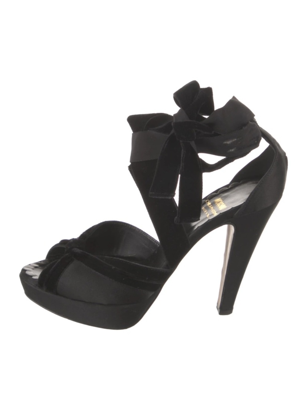 Moschino Cheap and Chic D'Orsay Lace-Up Velvet Peep Toe Heels